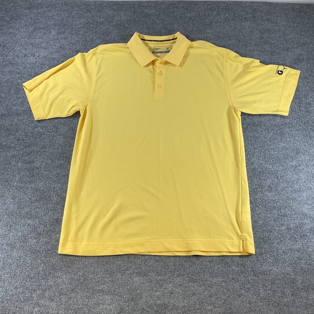 Cutter & Buck CB DryTec Mens XL Yellow Short Sleeve Golf Polo Highland Golf Logo